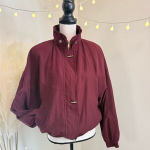🌾 Chic Bomber Jacket by Gallery in Burgundy